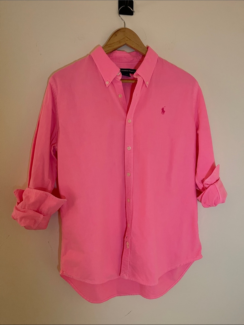 Ralph Lauren Sport Classic Button-Down Shirt in hot pink oversized look